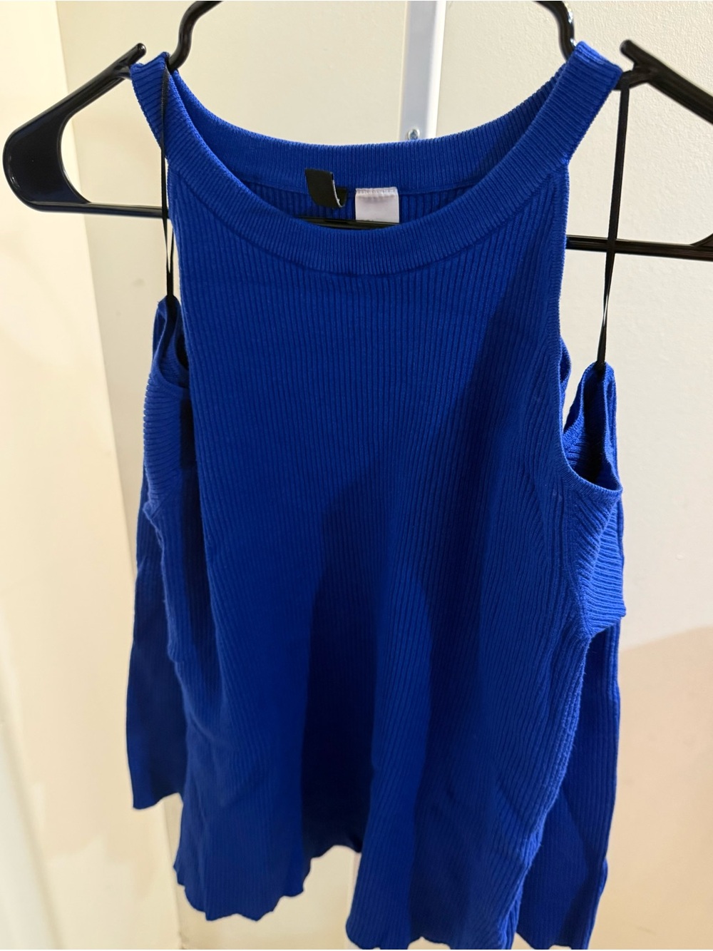 H&M Cobalt Blue Ribbed Cold-Shoulder Tank